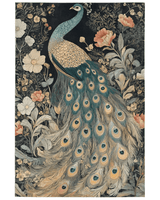 Peacock in Bloom Rug – Artistic Nature - Inspired Elegance, Rich & Refined | Nature - Inspired Rug by districtoasis