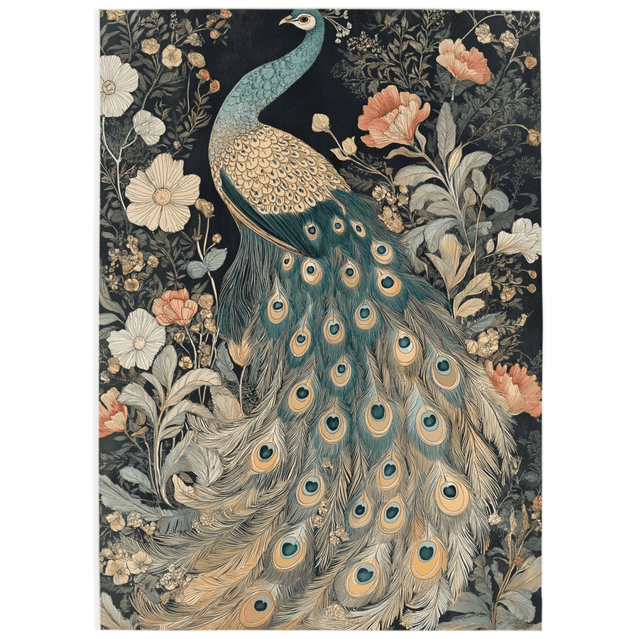 Peacock in Bloom Rug – Artistic Nature - Inspired Elegance, Rich & Refined | Nature - Inspired Rug by districtoasis