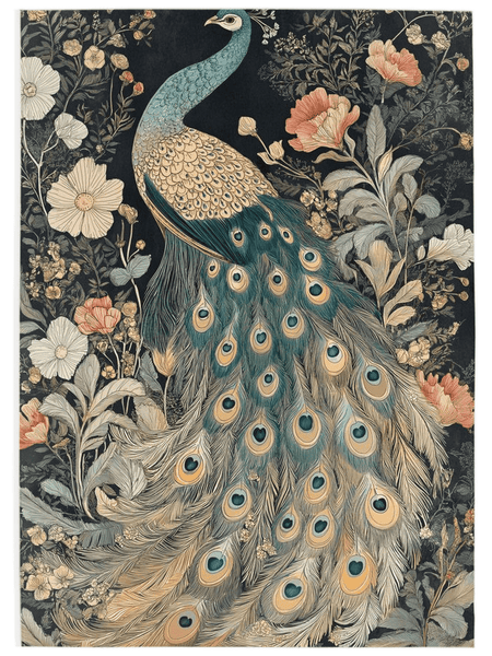Peacock in Bloom Rug – Artistic Nature - Inspired Elegance, Rich & Refined | Nature - Inspired Rug by districtoasis
