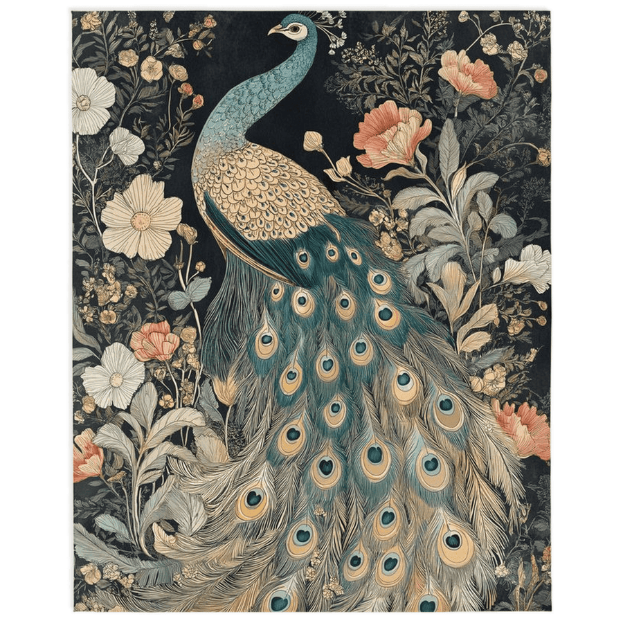 Peacock in Bloom Rug – Artistic Nature - Inspired Elegance, Rich & Refined | Nature - Inspired Rug by districtoasis