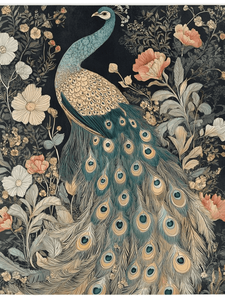 Peacock in Bloom Rug – Artistic Nature - Inspired Elegance, Rich & Refined | Nature - Inspired Rug by districtoasis