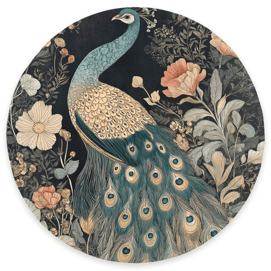 Peacock in Bloom Rug – Artistic Nature - Inspired Elegance, Rich & Refined | Nature - Inspired Rug by districtoasis