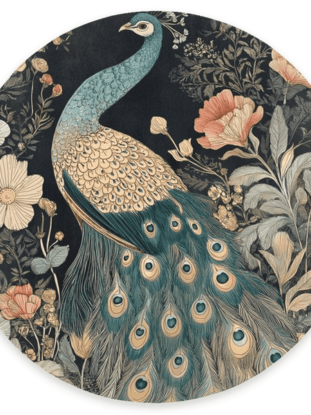 Peacock in Bloom Rug – Artistic Nature - Inspired Elegance, Rich & Refined | Nature - Inspired Rug by districtoasis