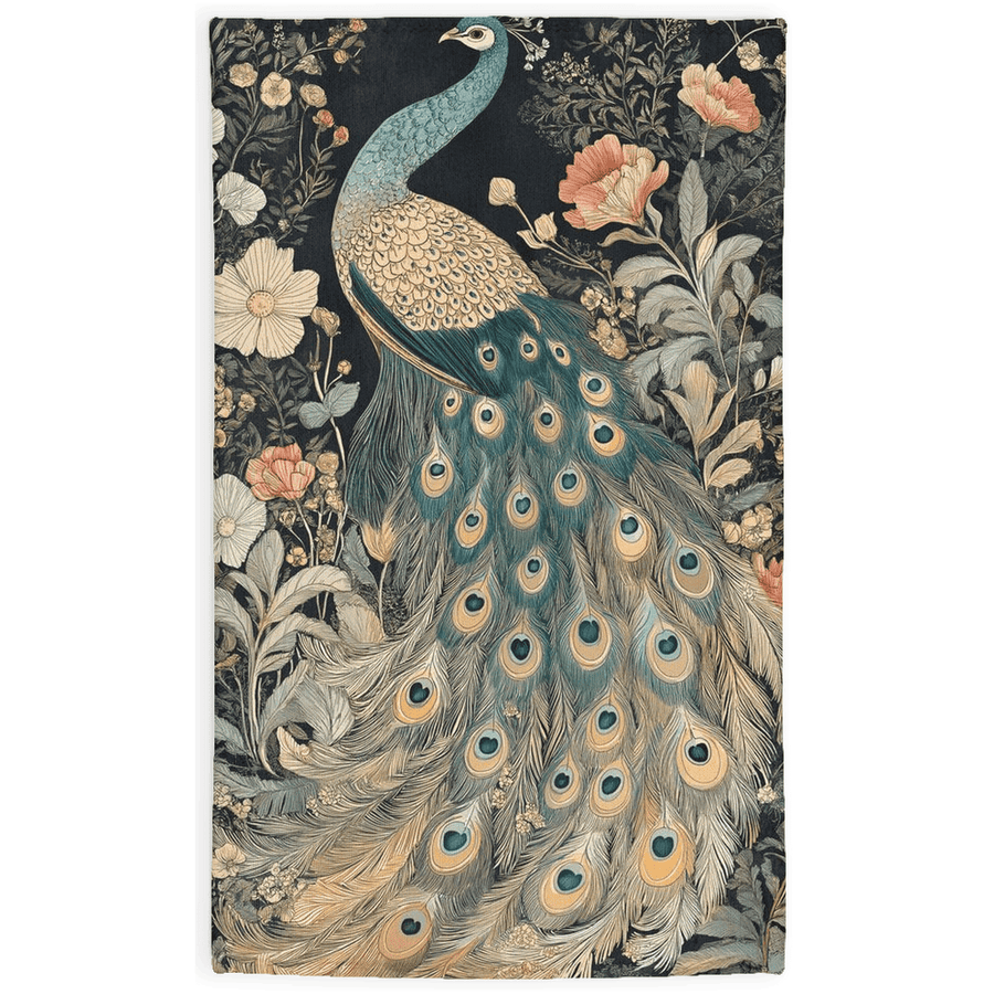 Peacock in Bloom Rug – Artistic Nature - Inspired Elegance, Rich & Refined | Nature - Inspired Rug by districtoasis