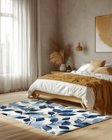 Serenity Blue Leaf Rug | Nature - Inspired Rug by districtoasis