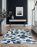 Serenity Blue Leaf Rug – Botanical Elegance, Soft & Calming | Nature - Inspired Rug by districtoasis