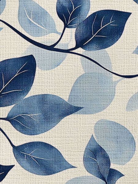 Serenity Blue Leaf Rug – Botanical Elegance, Soft & Calming