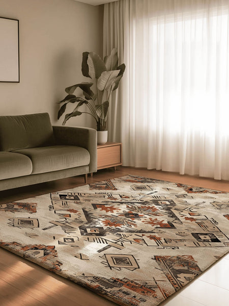 Timeworn Aztec Tapestry Rug | Nature - Inspired Rug by districtoasis