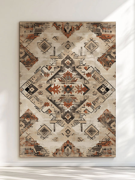 Timeworn Aztec Tapestry Rug | Nature - Inspired Rug by districtoasis