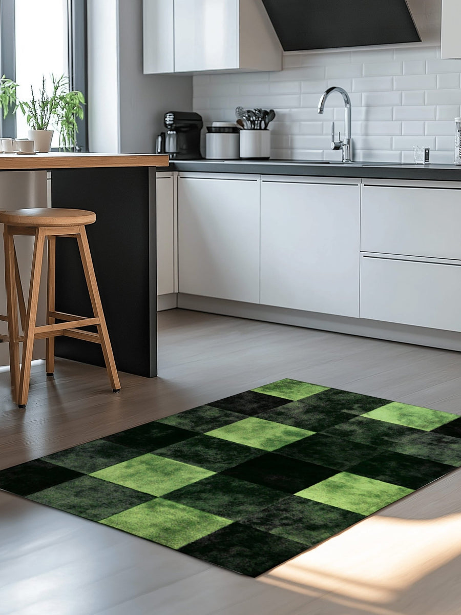 Verdant Grid Rug | Nature - Inspired Rug by districtoasis