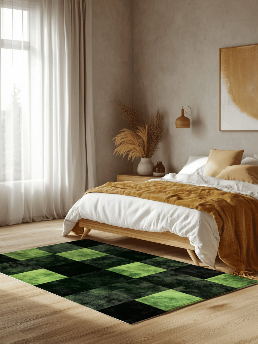 Verdant Grid Rug | Nature - Inspired Rug by districtoasis