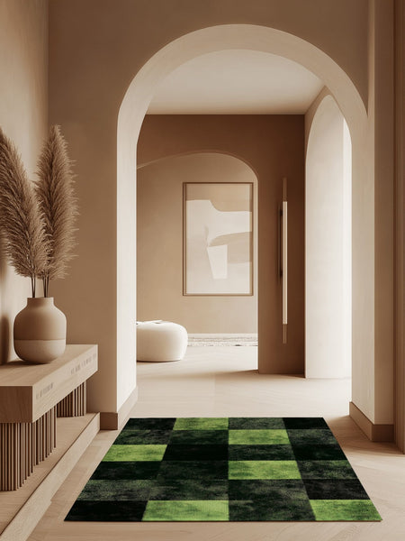 Verdant Grid Rug – Elegant Grid Patterns, Premium Quality | Nature - Inspired Rug by districtoasis