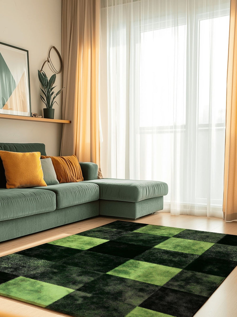 Verdant Grid Rug – Elegant Grid Patterns, Premium Quality | Nature - Inspired Rug by districtoasis