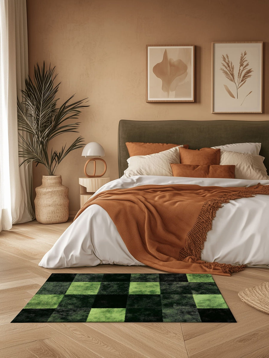 Verdant Grid Rug – Elegant Grid Patterns, Premium Quality | Nature - Inspired Rug by districtoasis