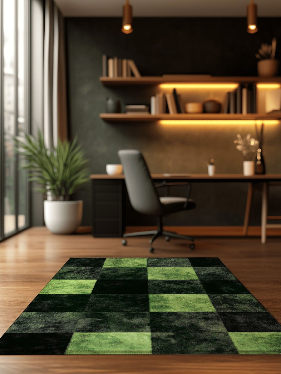 Verdant Grid Rug – Elegant Grid Patterns, Premium Quality | Nature - Inspired Rug by districtoasis