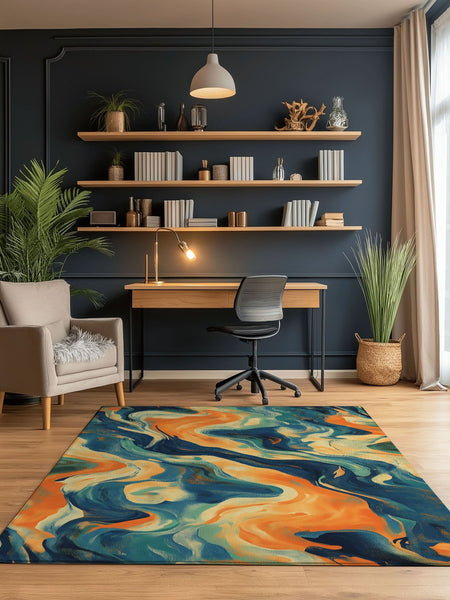 Vibrant Swirls Abstract Rug | Nature - Inspired Rug by districtoasis