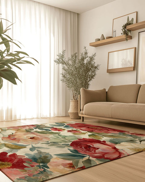Watercolor Bloom Trail Rug – Dutch Garden - Inspired | Nature - Inspired Rug by districtoasis
