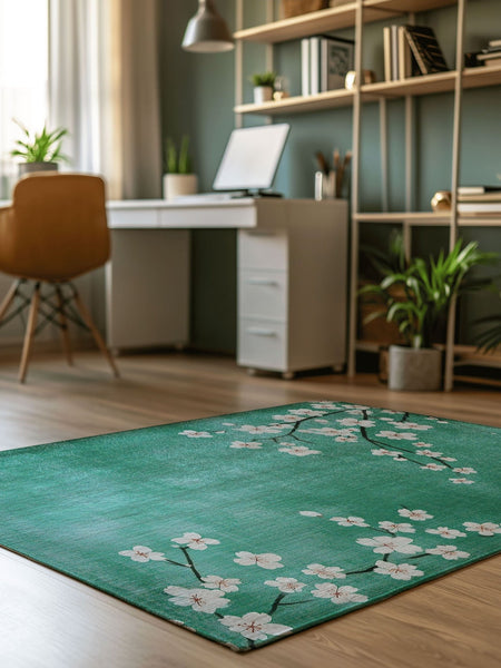 Whispering Sakura Trail Rug | Nature - Inspired Rug by districtoasis