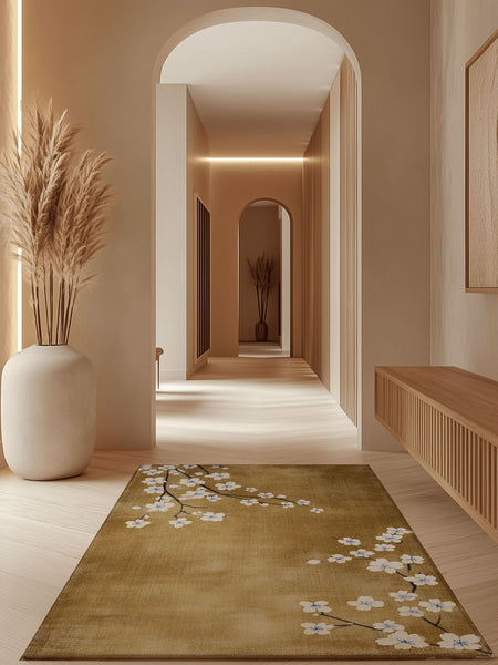 Whispering Sakura Trail Rug | Nature - Inspired Rug by districtoasis