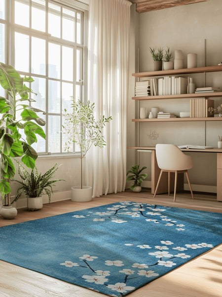 Whispering Sakura Trail Rug | Nature - Inspired Rug by districtoasis