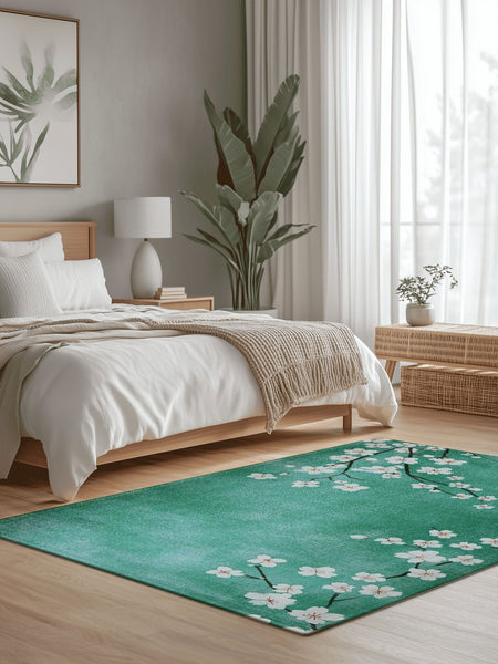 Whispering Sakura Trail Rug | Nature - Inspired Rug by districtoasis