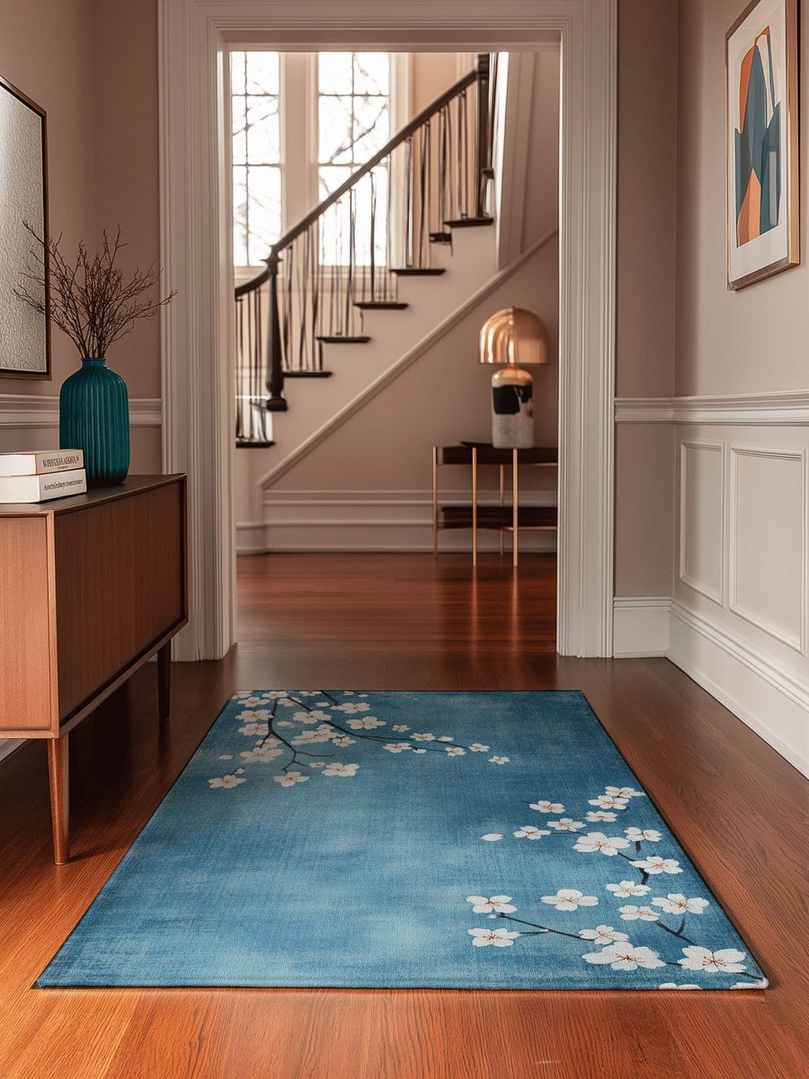 Whispering Sakura Trail Rug | Nature - Inspired Rug by districtoasis