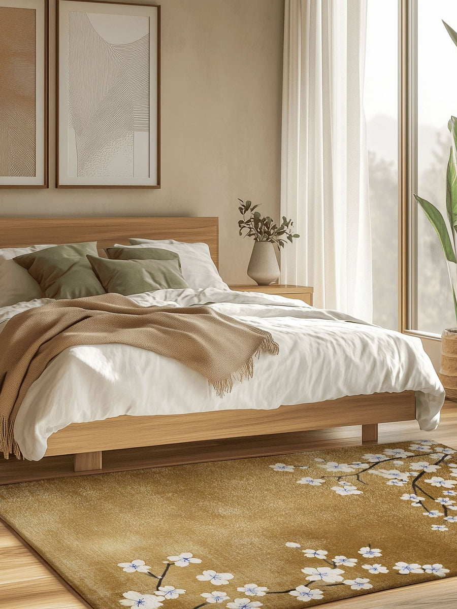 Whispering Sakura Trail Rug | Nature - Inspired Rug by districtoasis