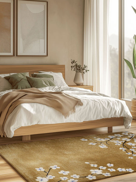 Whispering Sakura Trail Rug | Nature - Inspired Rug by districtoasis
