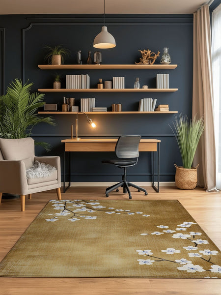 Whispering Sakura Trail Rug | Nature - Inspired Rug by districtoasis