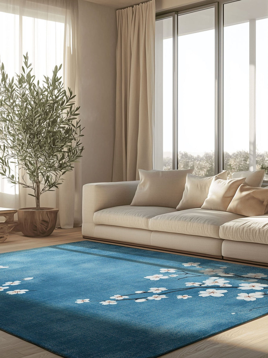 Whispering Sakura Trail Rug | Nature - Inspired Rug by districtoasis