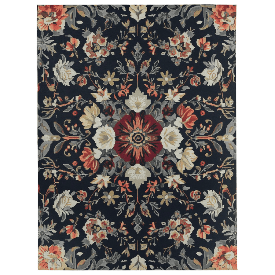 Midnight Bloom Rug – Peruvian Floral Design, Moody & Elegant
