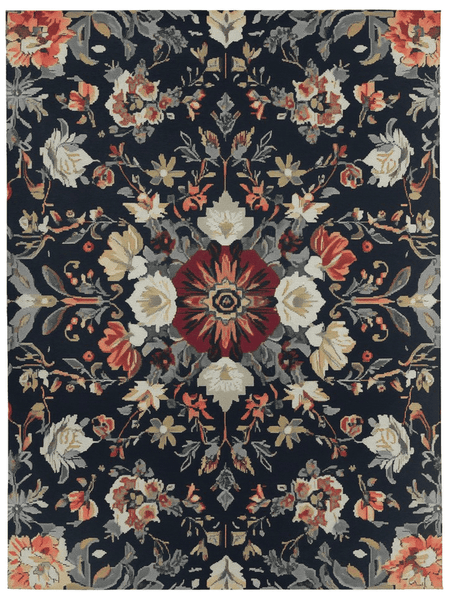 Midnight Bloom Rug – Peruvian Floral Design, Moody & Elegant