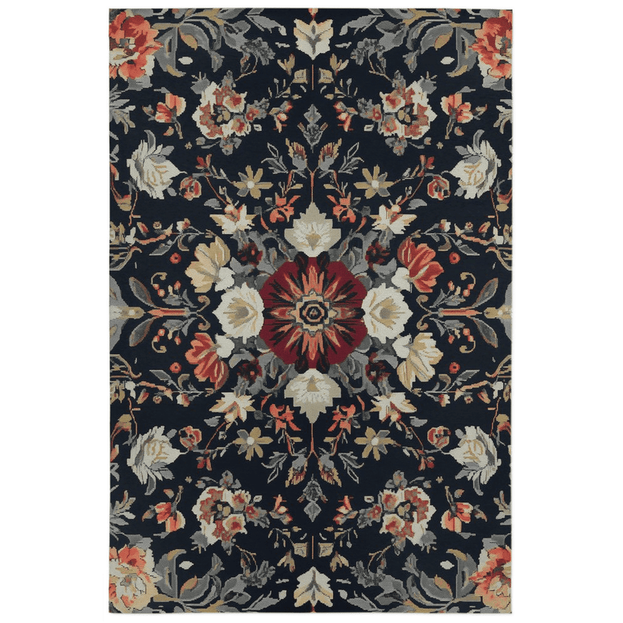 Midnight Bloom Rug – Peruvian Floral Design, Moody & Elegant