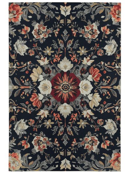 Midnight Bloom Rug – Peruvian Floral Design, Moody & Elegant