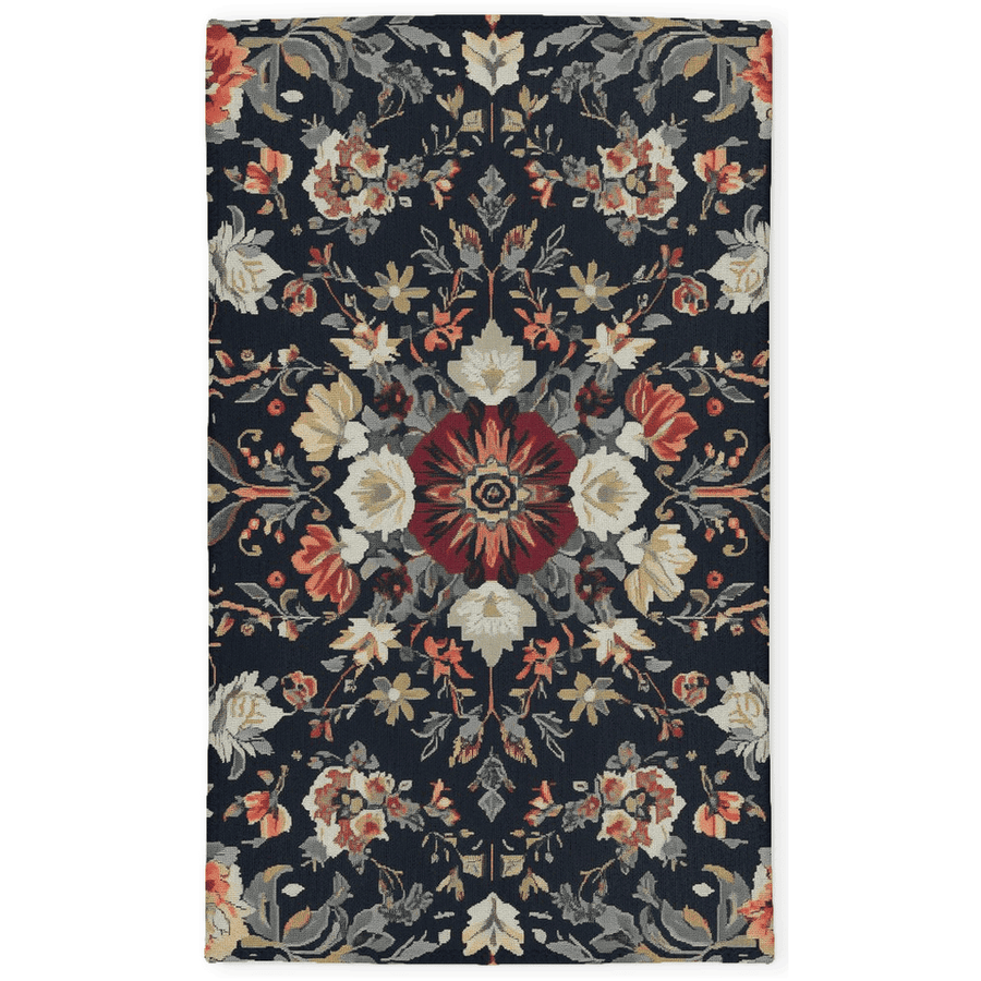 Midnight Bloom Rug – Peruvian Floral Design, Moody & Elegant