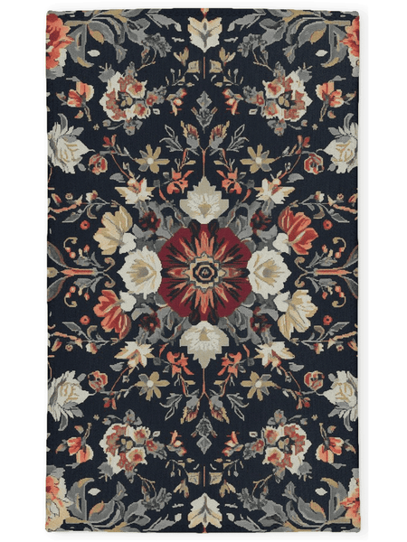 Midnight Bloom Rug – Peruvian Floral Design, Moody & Elegant