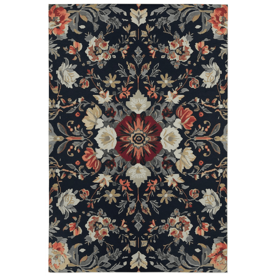 Midnight Bloom Rug – Peruvian Floral Design, Moody & Elegant