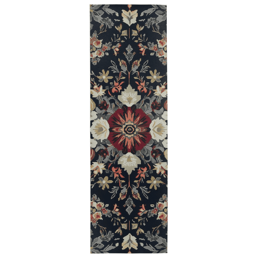 Midnight Bloom Rug – Peruvian Floral Design, Moody & Elegant