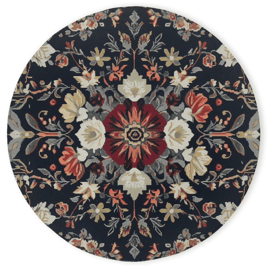 Midnight Bloom Rug – Peruvian Floral Design, Moody & Elegant
