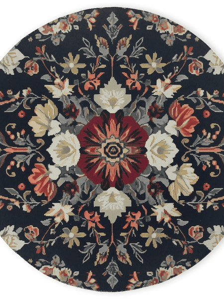 Midnight Bloom Rug – Peruvian Floral Design, Moody & Elegant