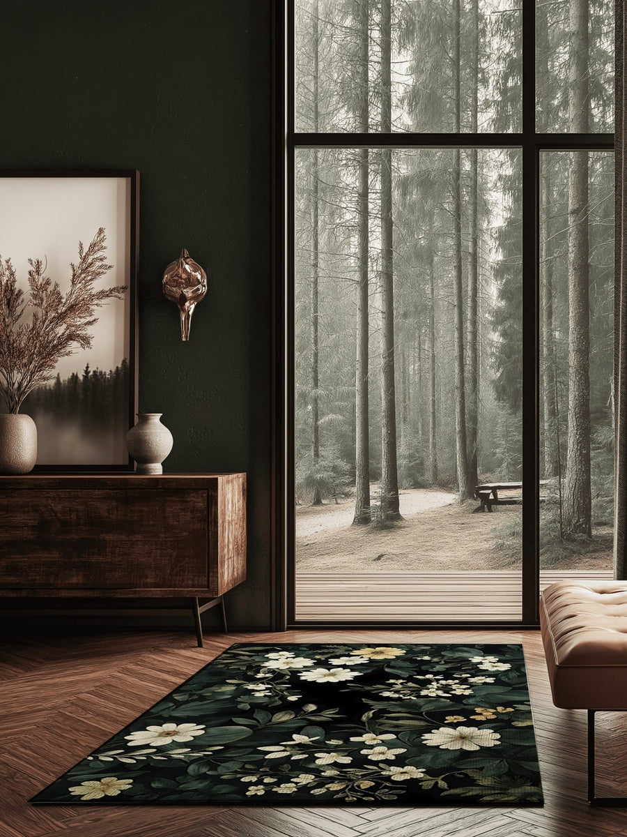 Wild Botanical Elegance Rug | Nature - Inspired Rug by districtoasis